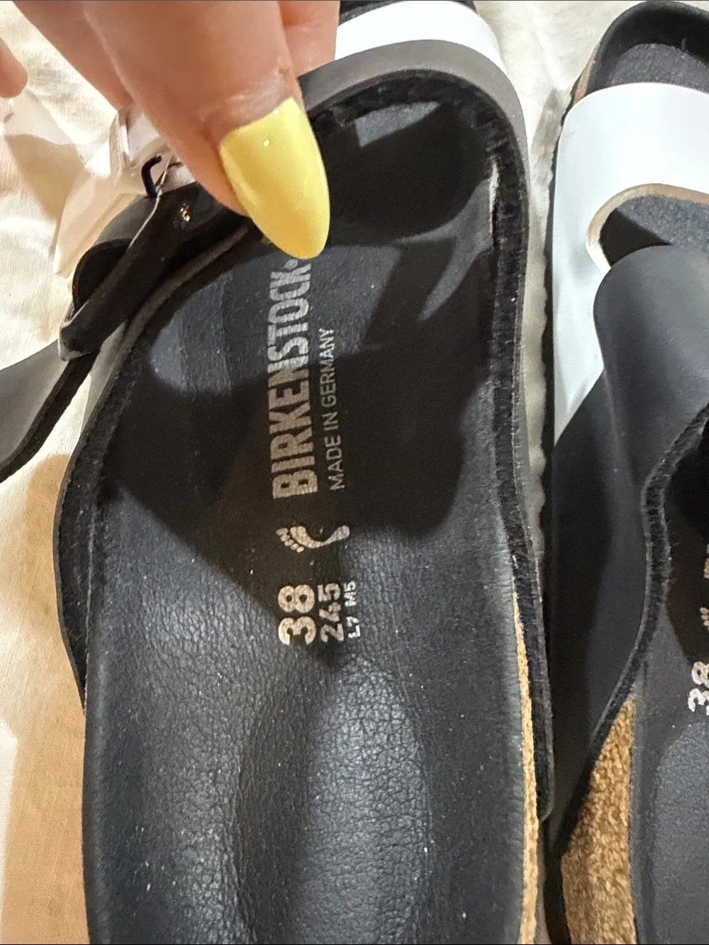 Birkenstock Two-Tone Black & White Double-Buckle Slide Sandals 38 - Picture 2 of 3